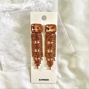 Rhinestone Fringe Drop post back earring